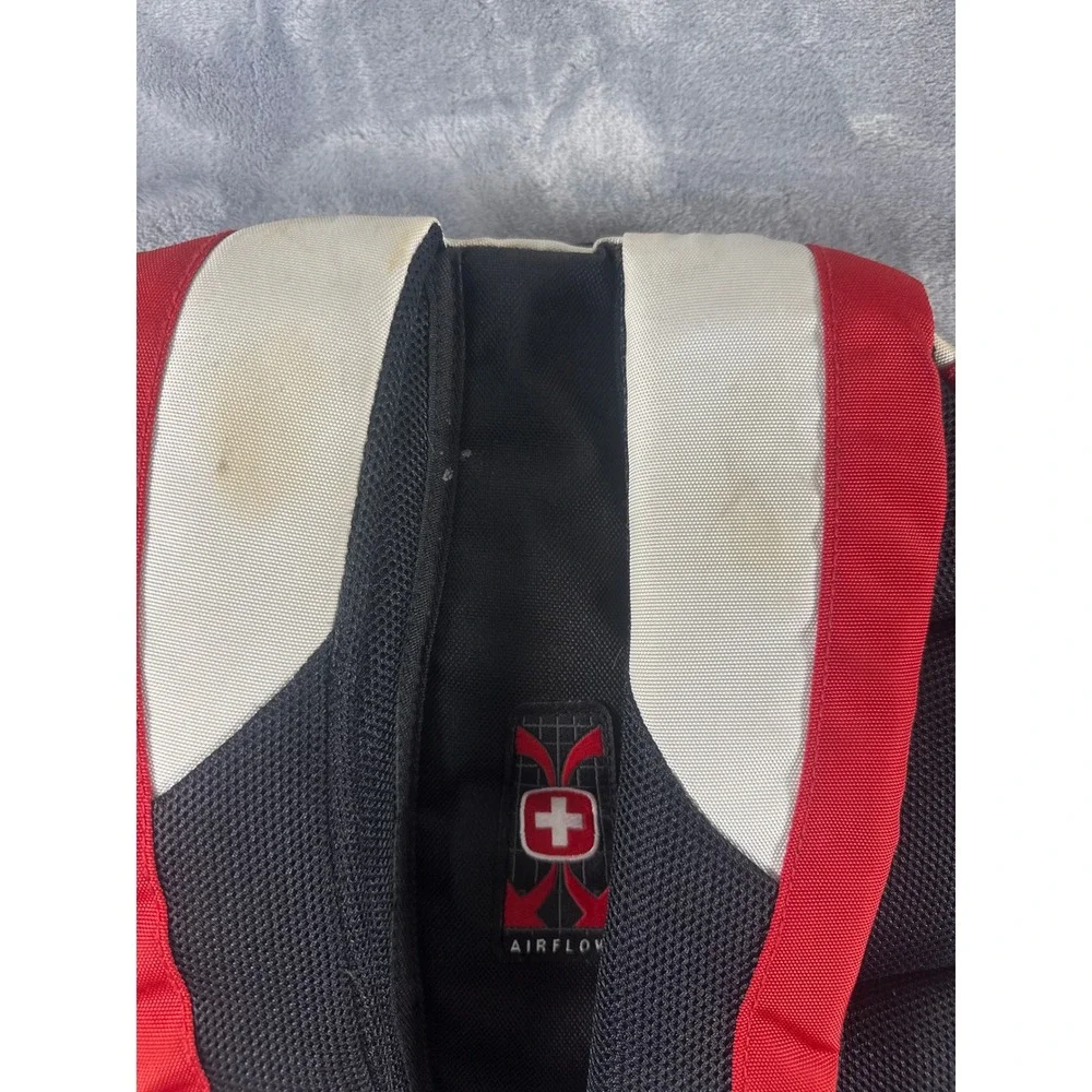 SwissGear Airflow Laptop Backpack Red White Grey Multi Pocket Travel Bag